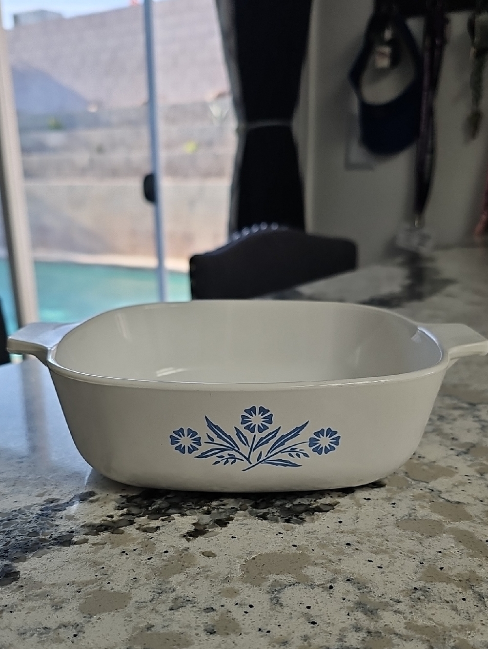 Corningware White Casserole Dish with Blue Cornflower Design 1QT